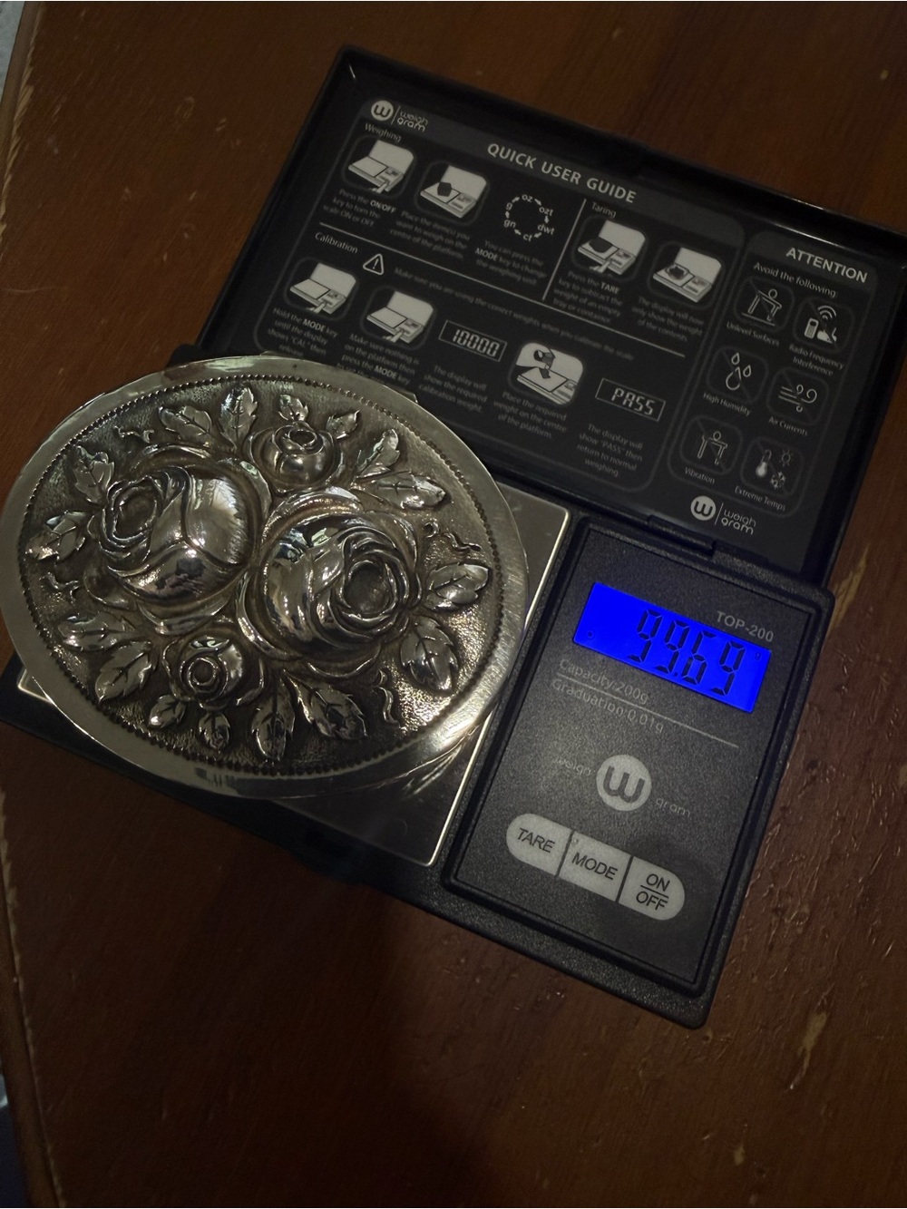 800 Silver Vintage Rose Trinket Box (99.7 grams)